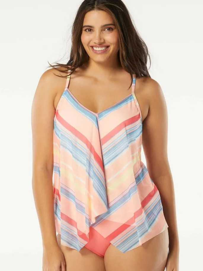 BEACH HOUSE PARADE STRIPE KERRY MESH TANKINI TOP