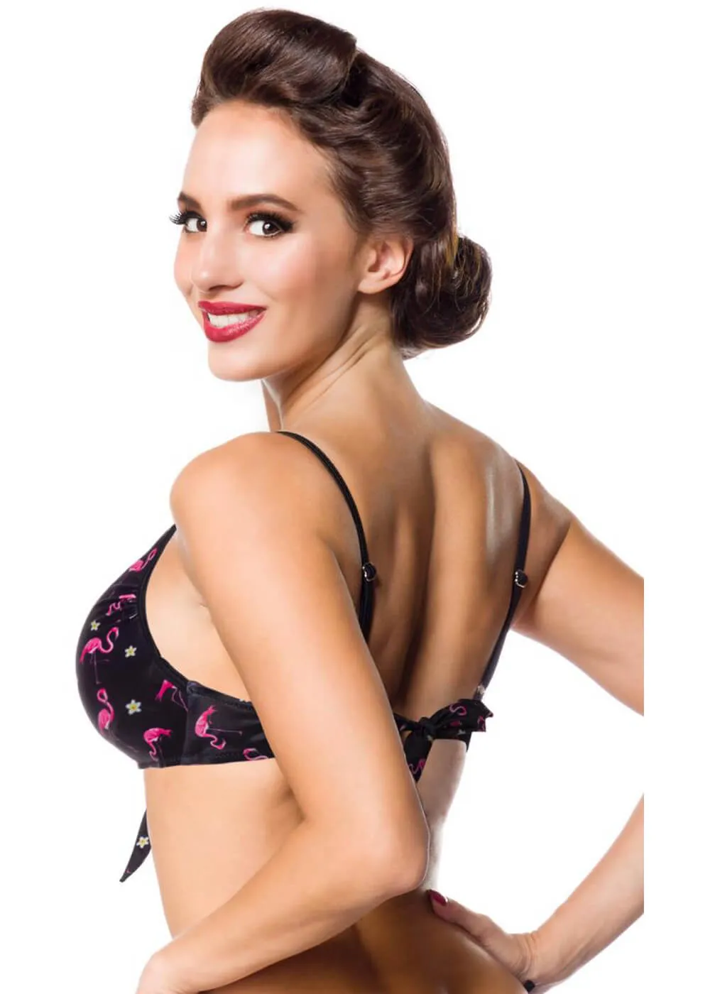 Belsira Summer Flamingo Bikini Top Black