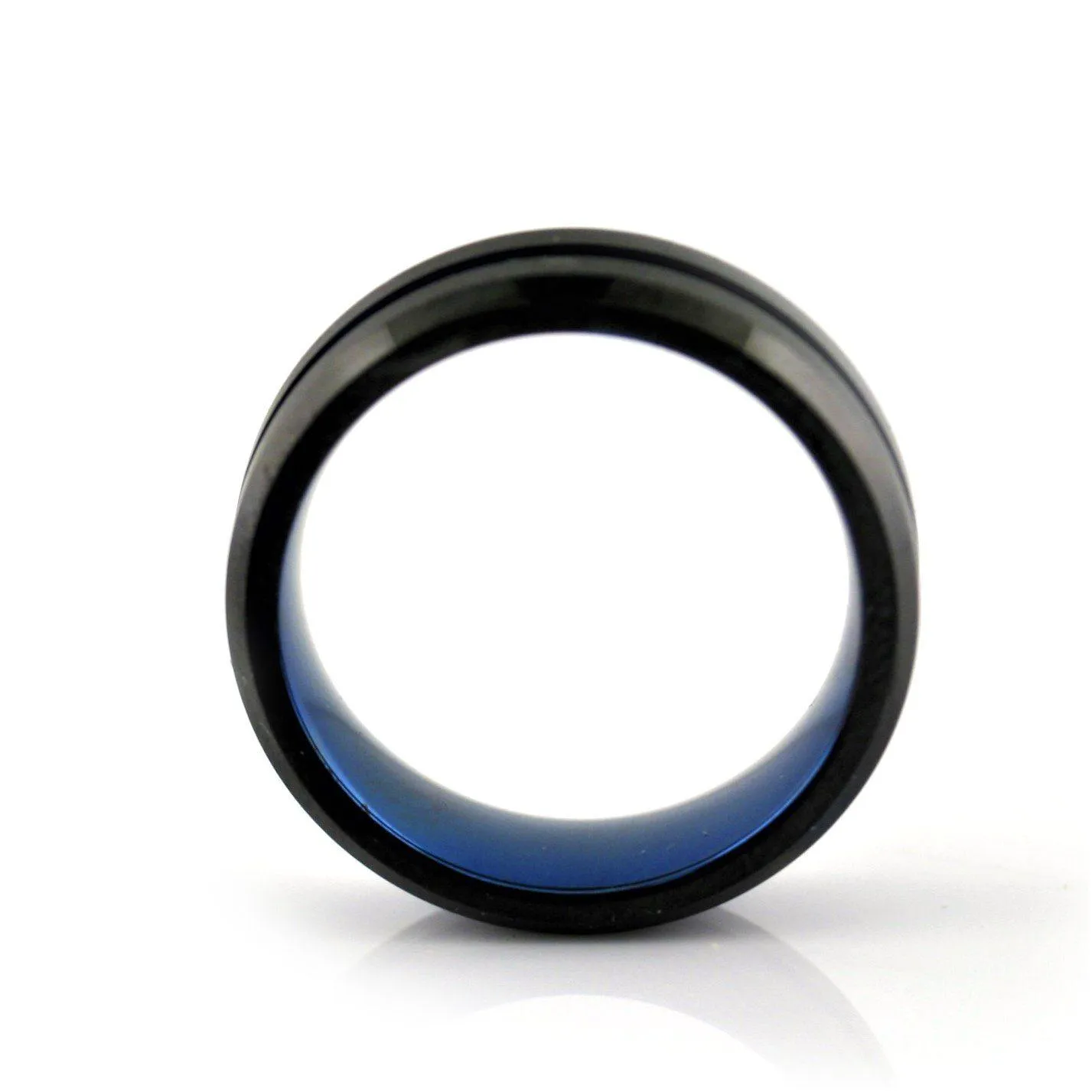 Black Tungsten Ring with Blue Inlay