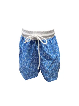 Boy's "Anchor Print" Swim Trunks