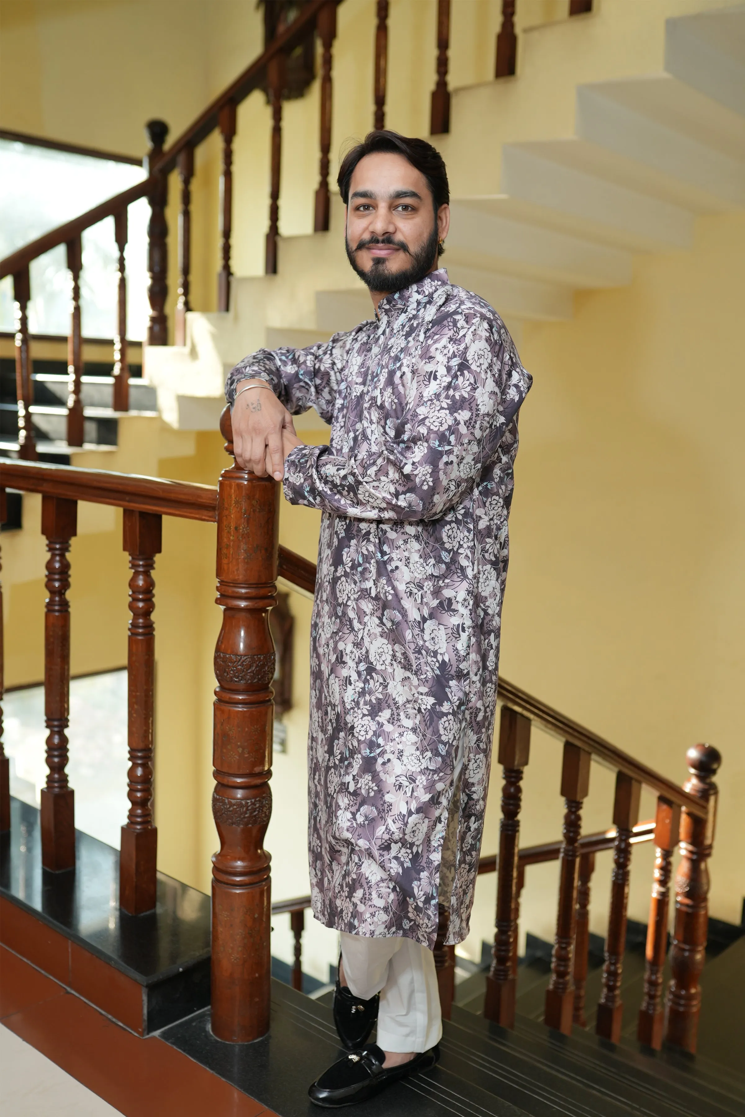 Burgundy Charm Printed Kurta