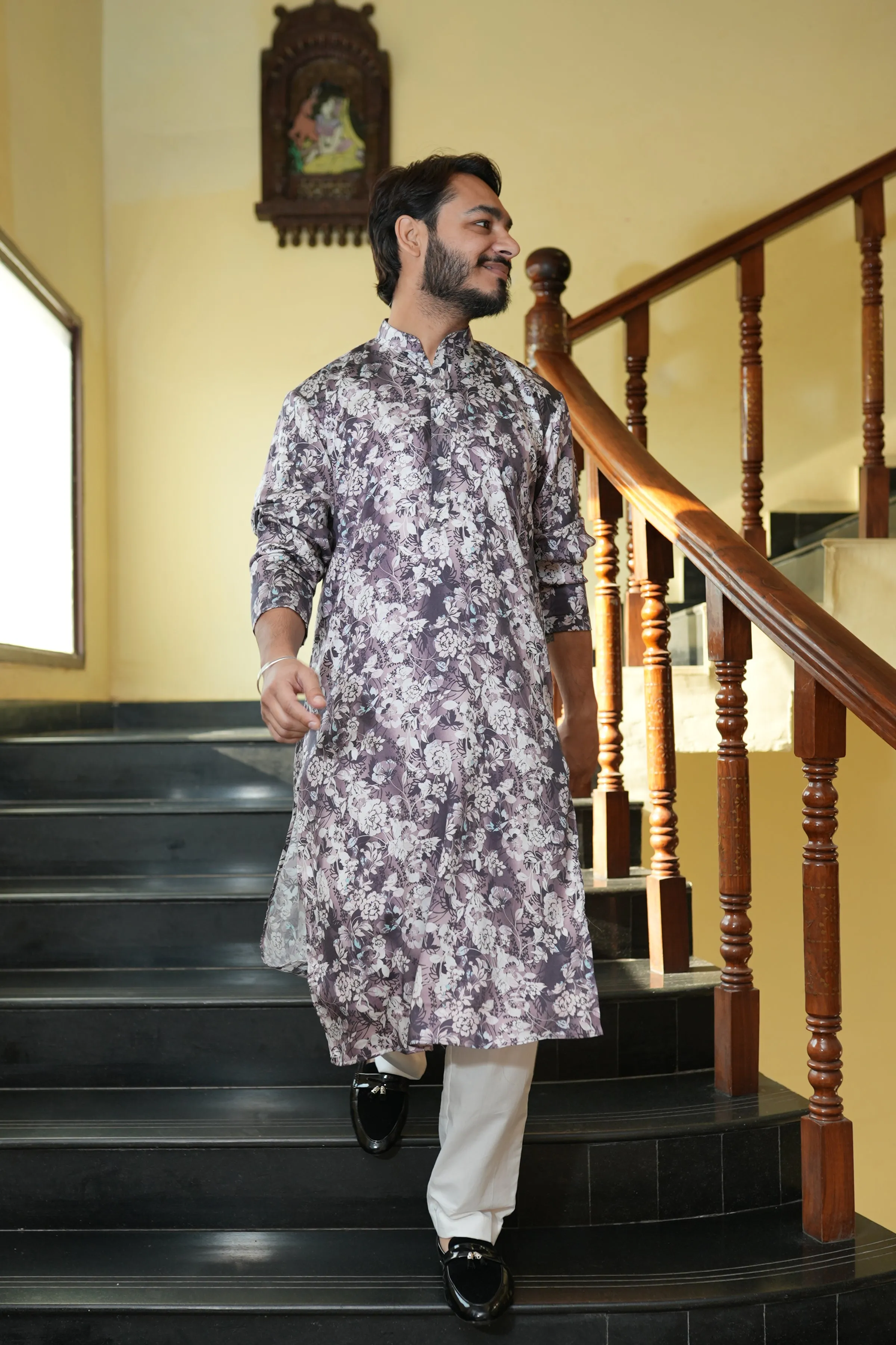 Burgundy Charm Printed Kurta