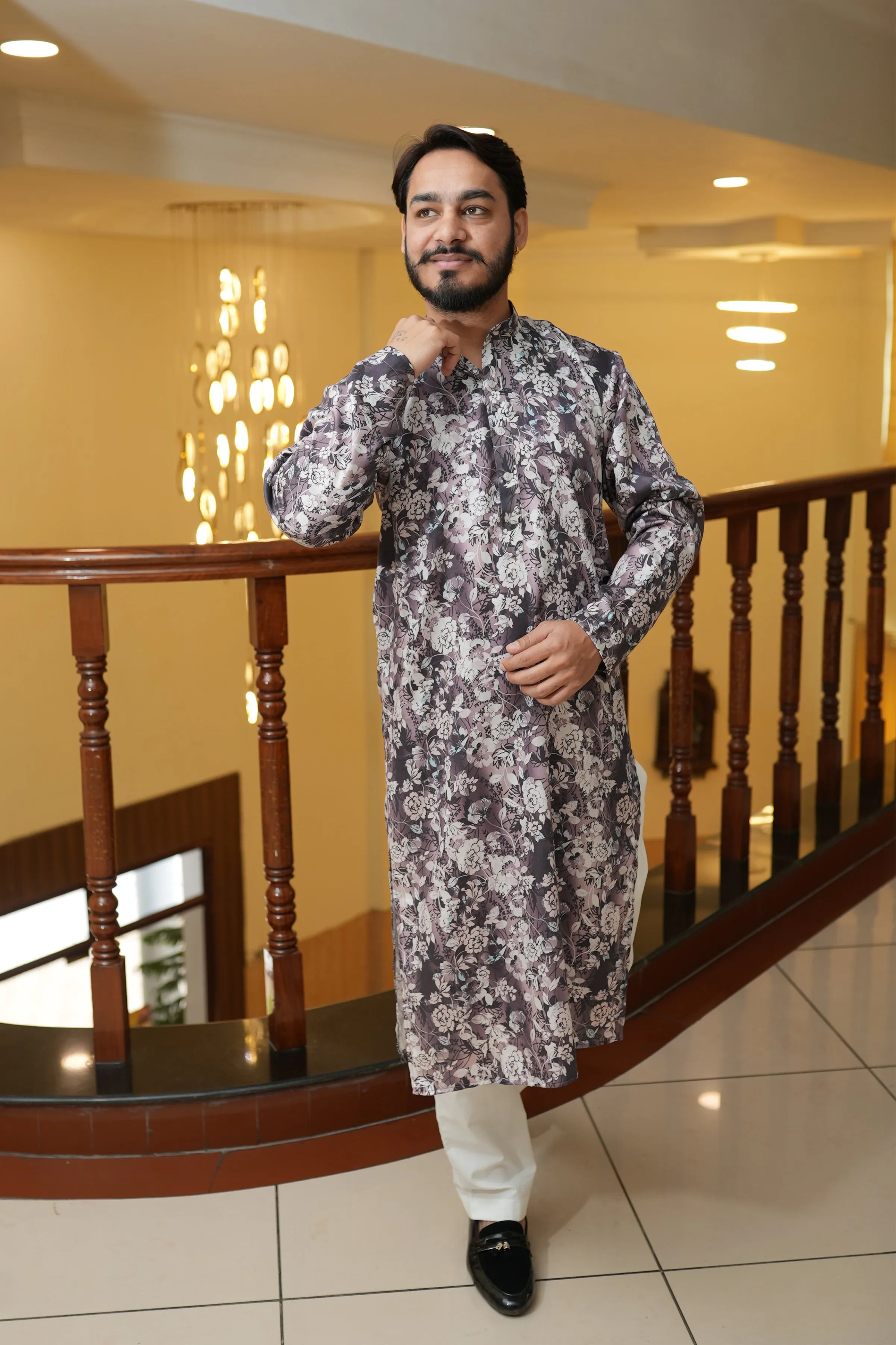 Burgundy Charm Printed Kurta