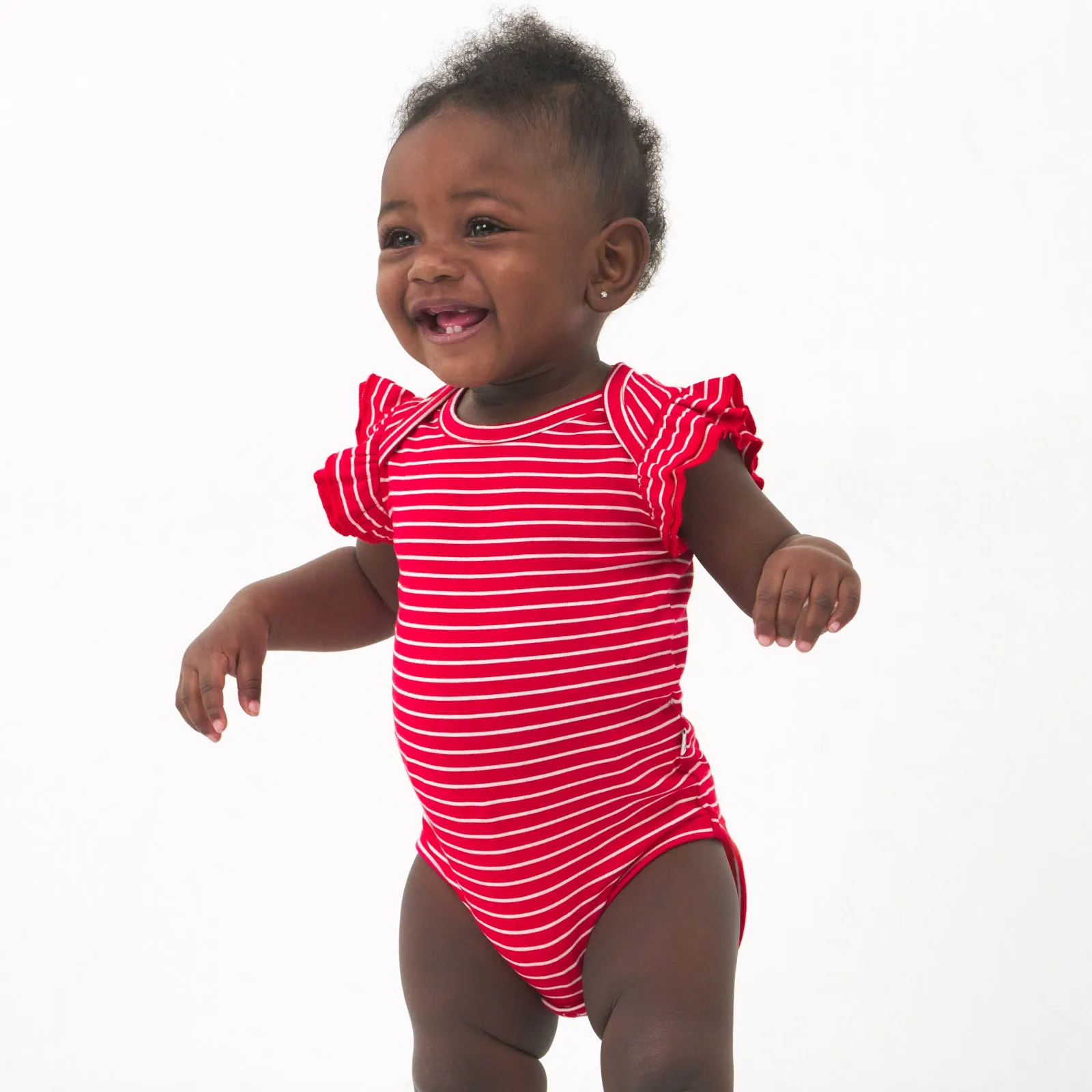 Candy Red Stripes Flutter Bodysuit