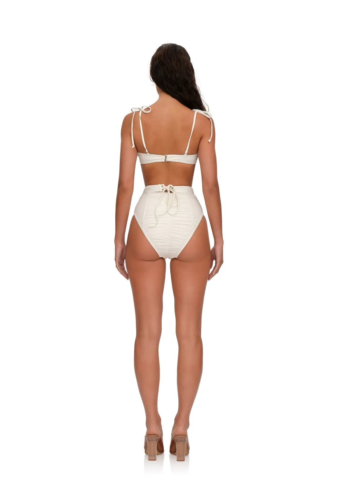 Capa High Waist Mesh Bikini | White