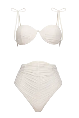 Capa High Waist Mesh Bikini | White