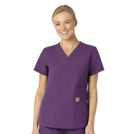 Carhartt Force Essentials Women's V-Neck Scrub Top - Eggplant