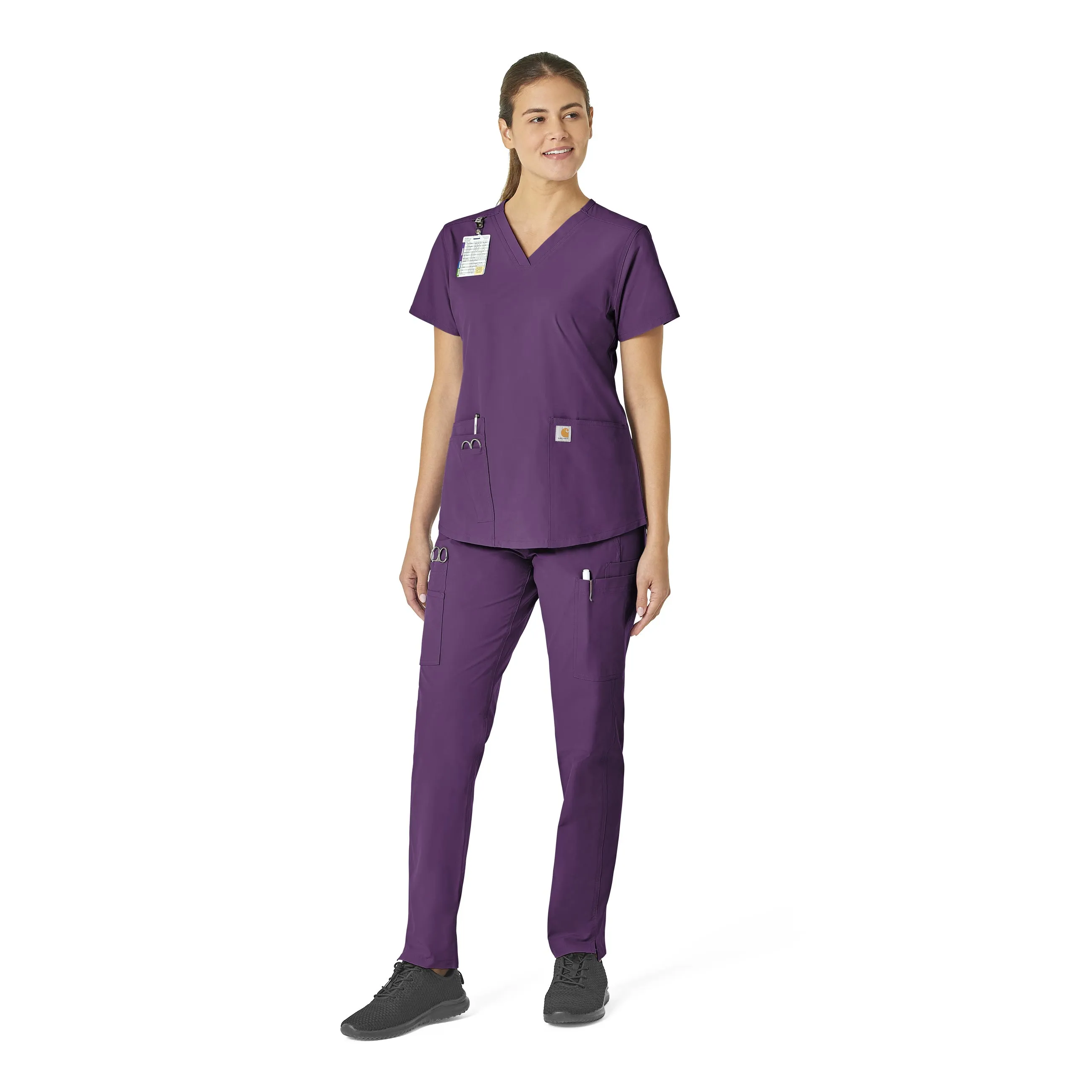 Carhartt Force Essentials Women's V-Neck Scrub Top - Eggplant