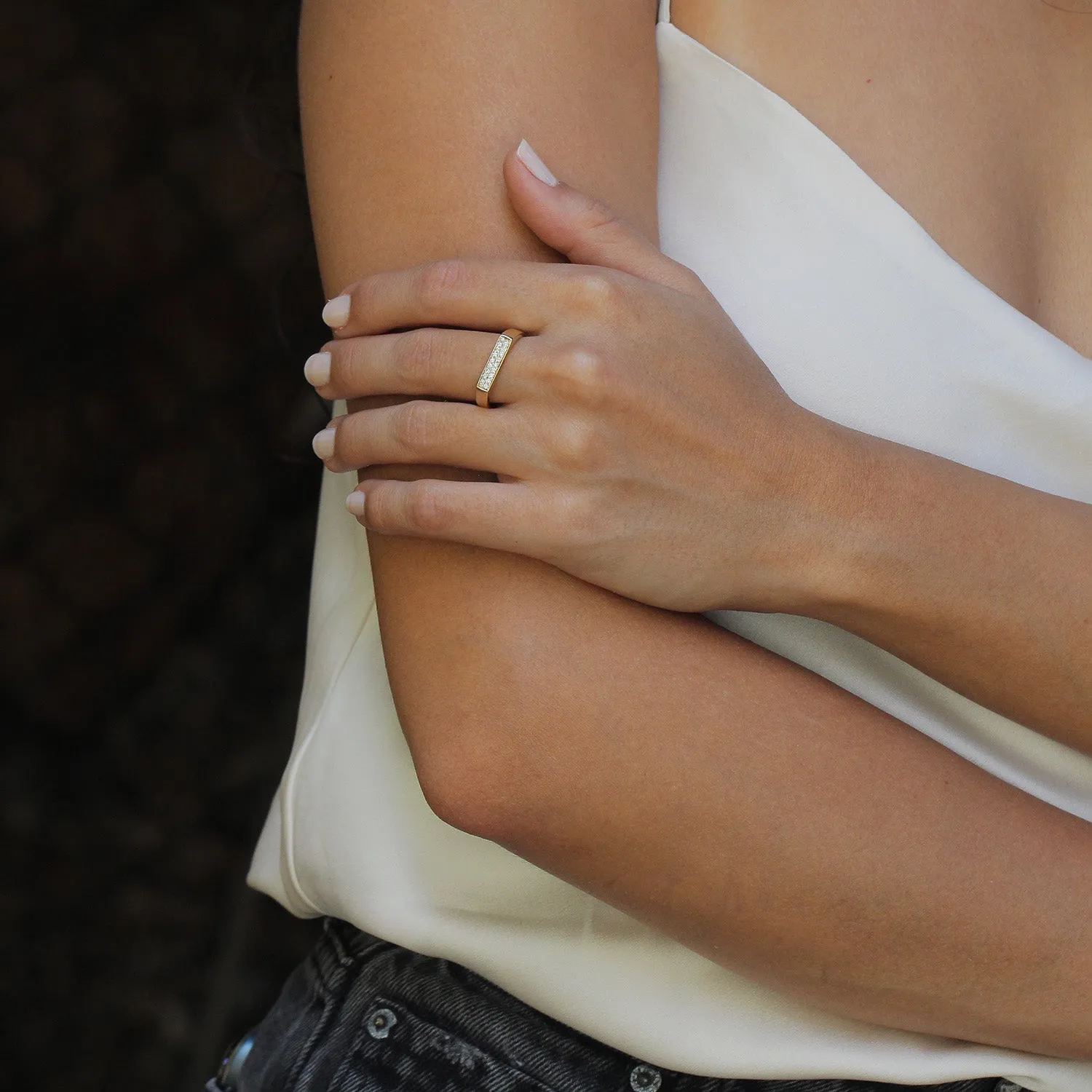 Charlotte Yellow Gold Ring White Diamonds