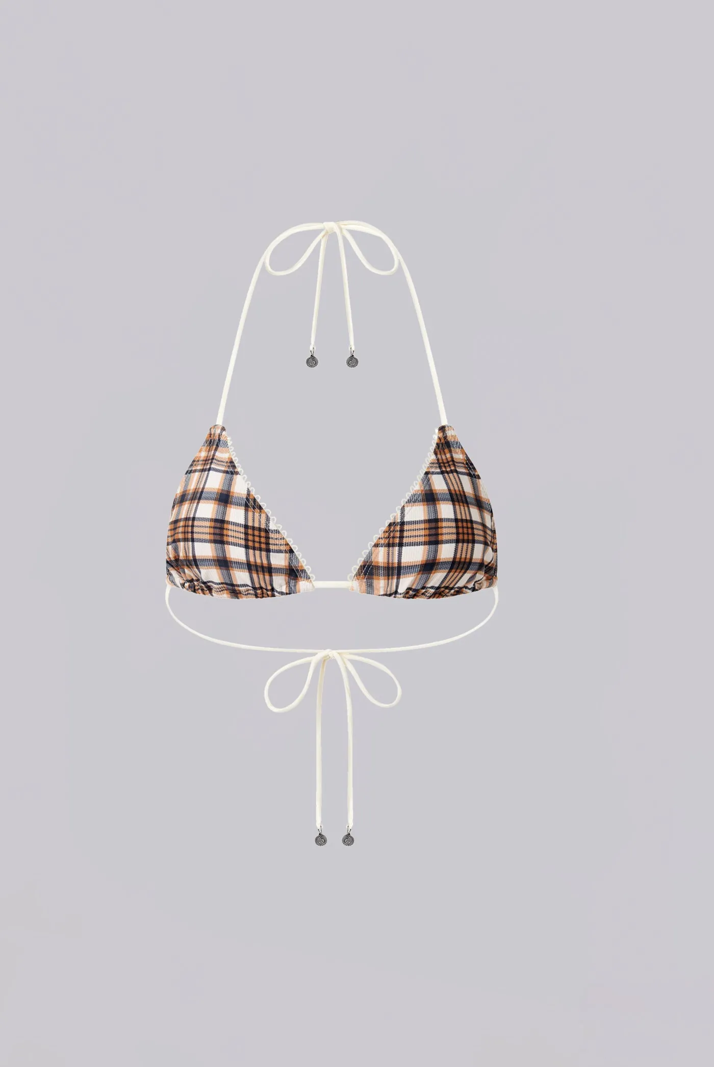 Checked In Triangle Bikini Top