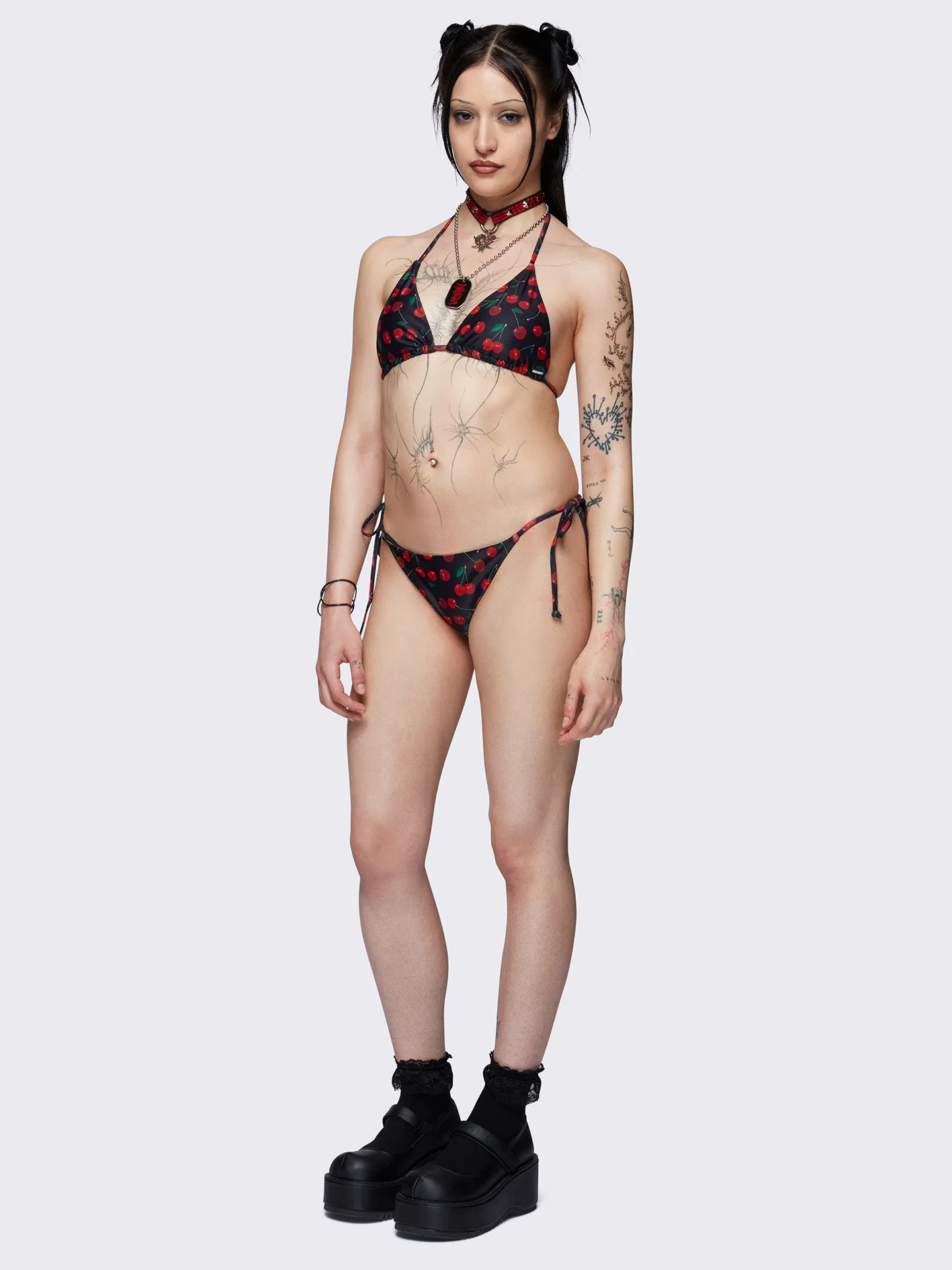 Cherry Bomb Tie Side Bikini Bottoms