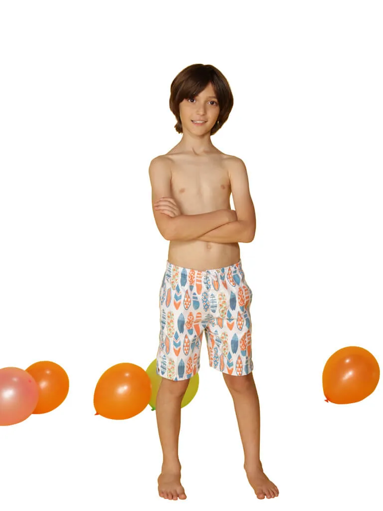 CKLS25 Boys Swim Trunks patterned with surfboards