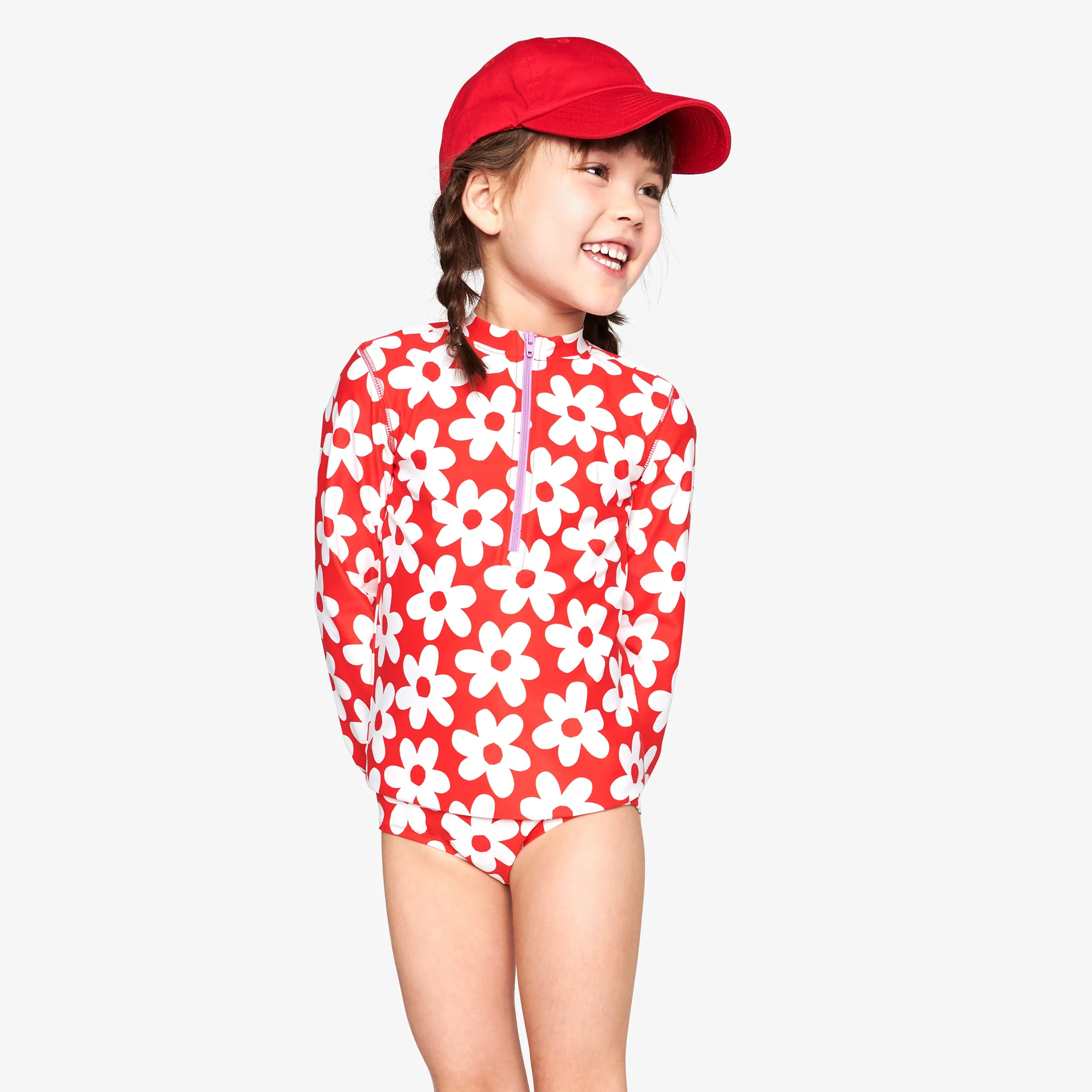 Clearance long sleeve half-zip rash guard in cutout blooms