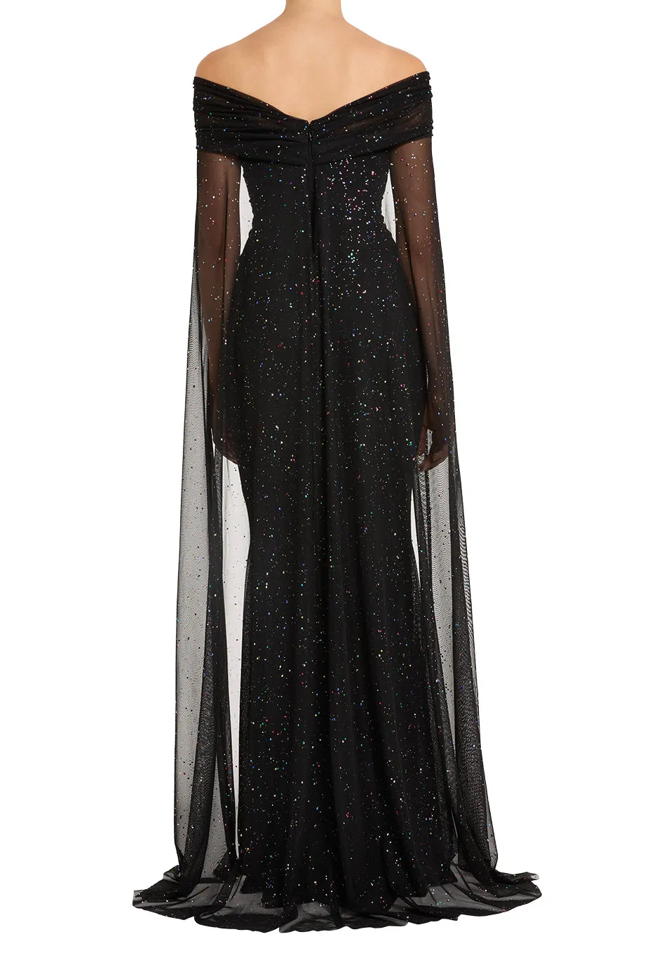 Confetti Tulle Off Shoulder Evening Gown