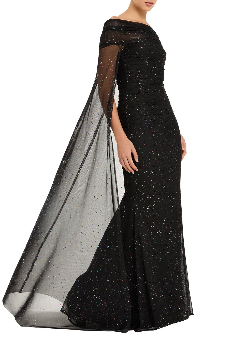 Confetti Tulle Off Shoulder Evening Gown