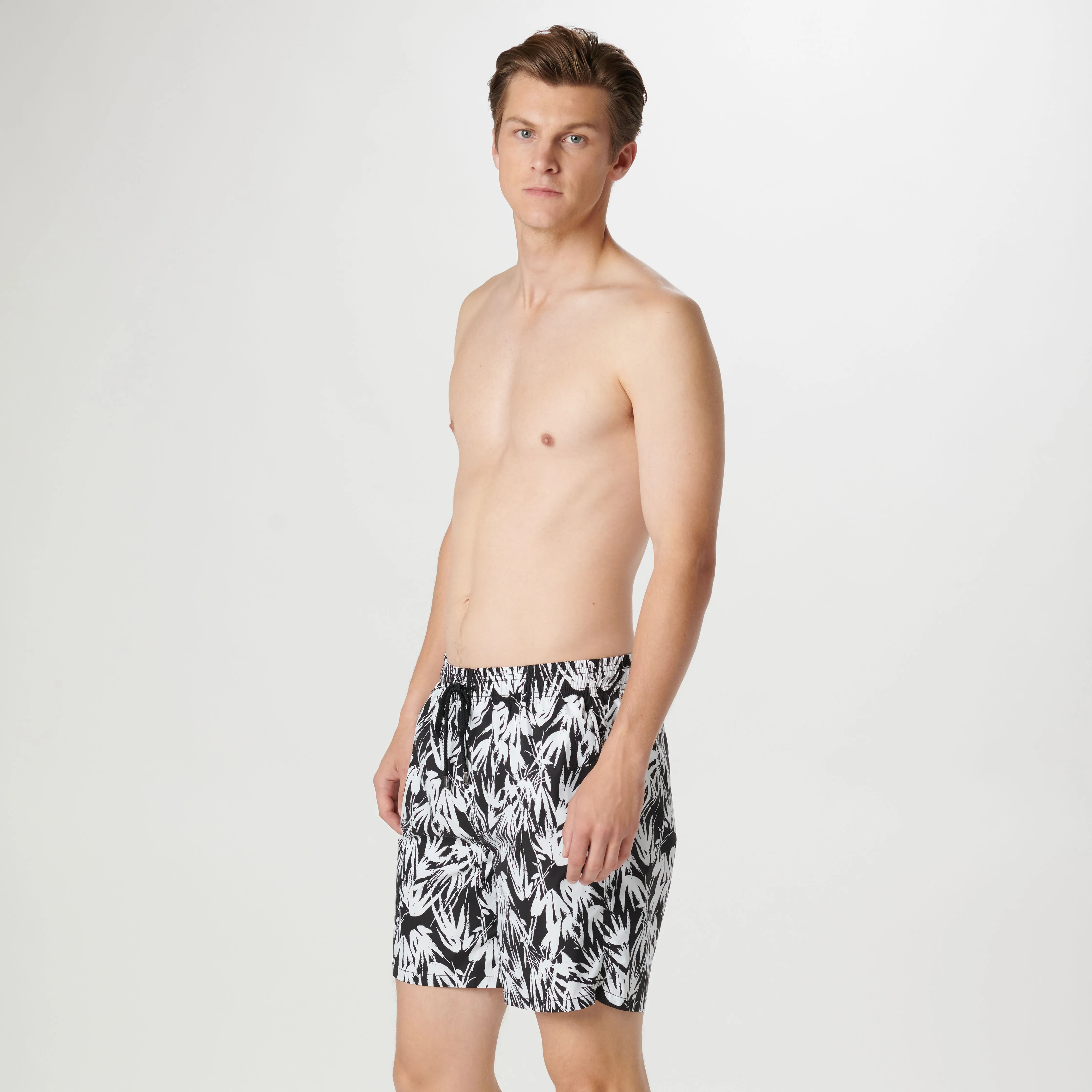 Cosmo Leaf Print Swim Trunks