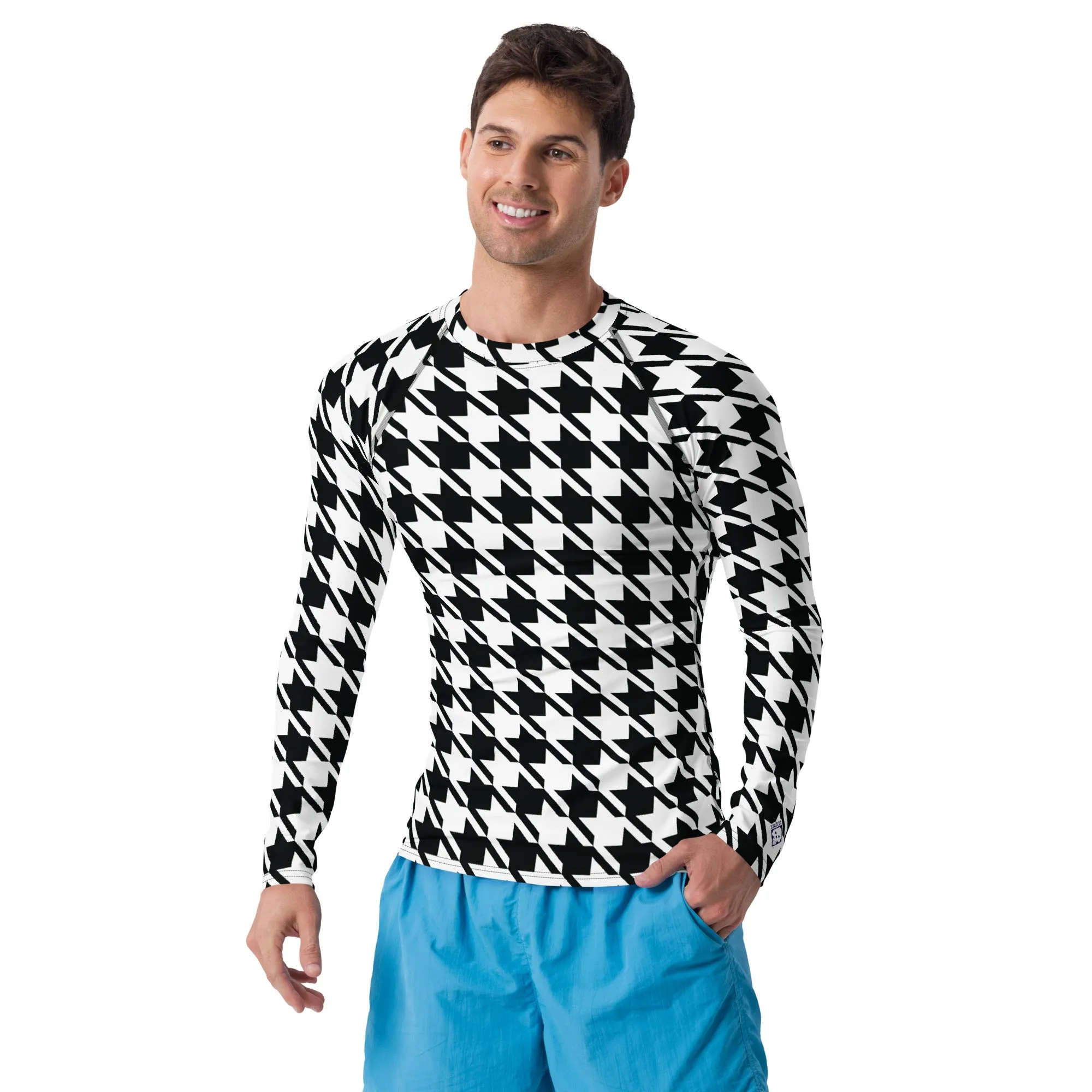 Dapper Defense: Men's Houndstooth BJJ Rashie