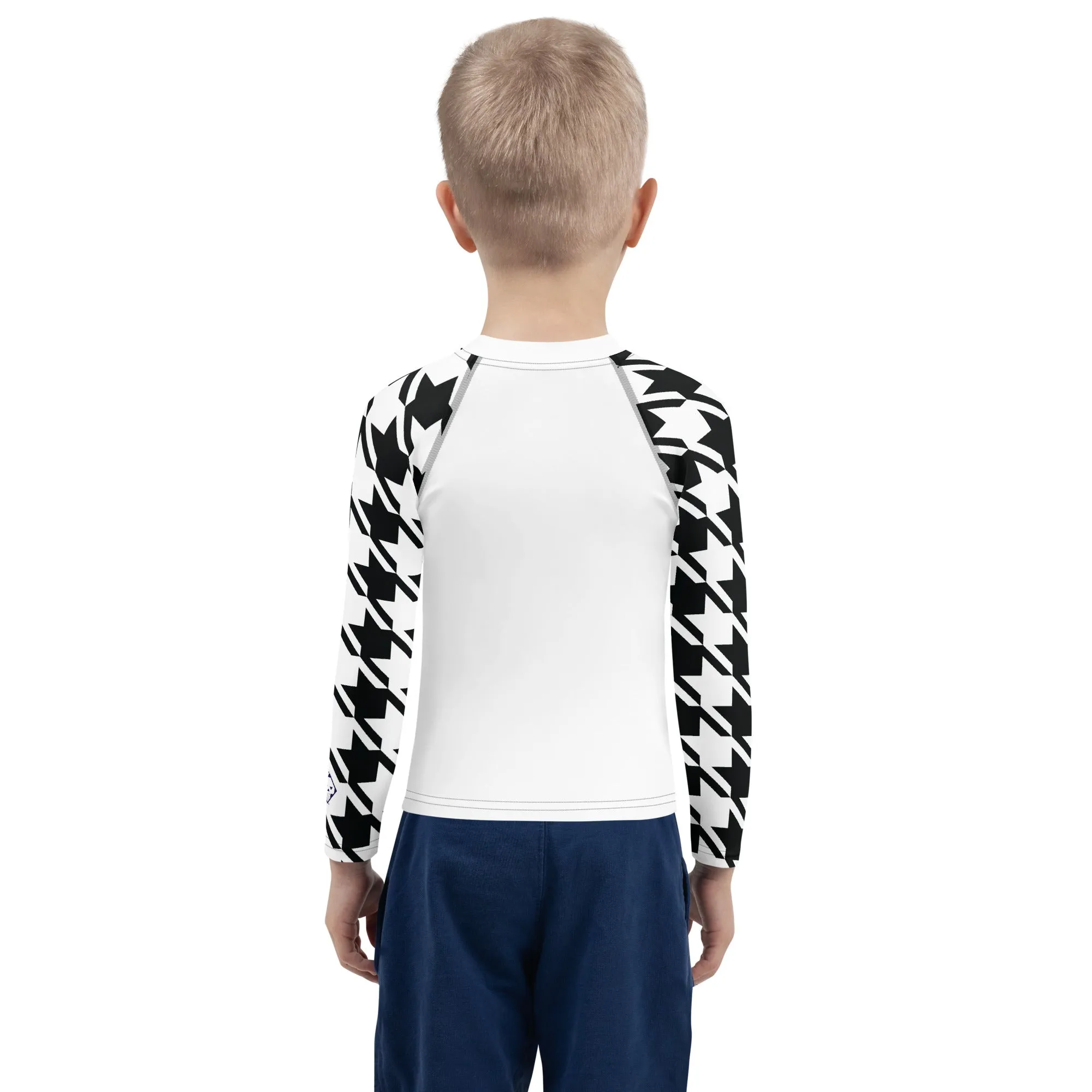 Dynamic Defense: Houndstooth Boy's Long Sleeve BJJ Rash Guard