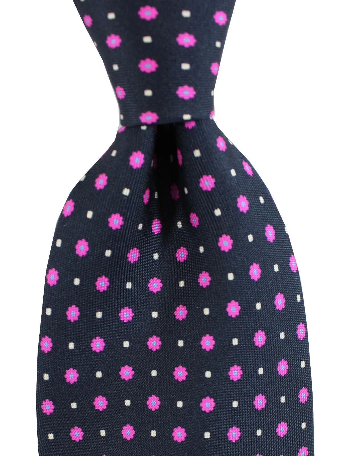 E. Marinella Tie Dark Blue Pink Geometric