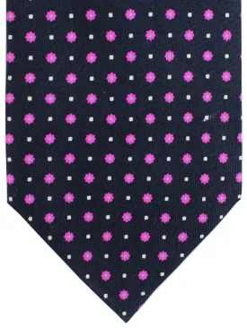 E. Marinella Tie Dark Blue Pink Geometric