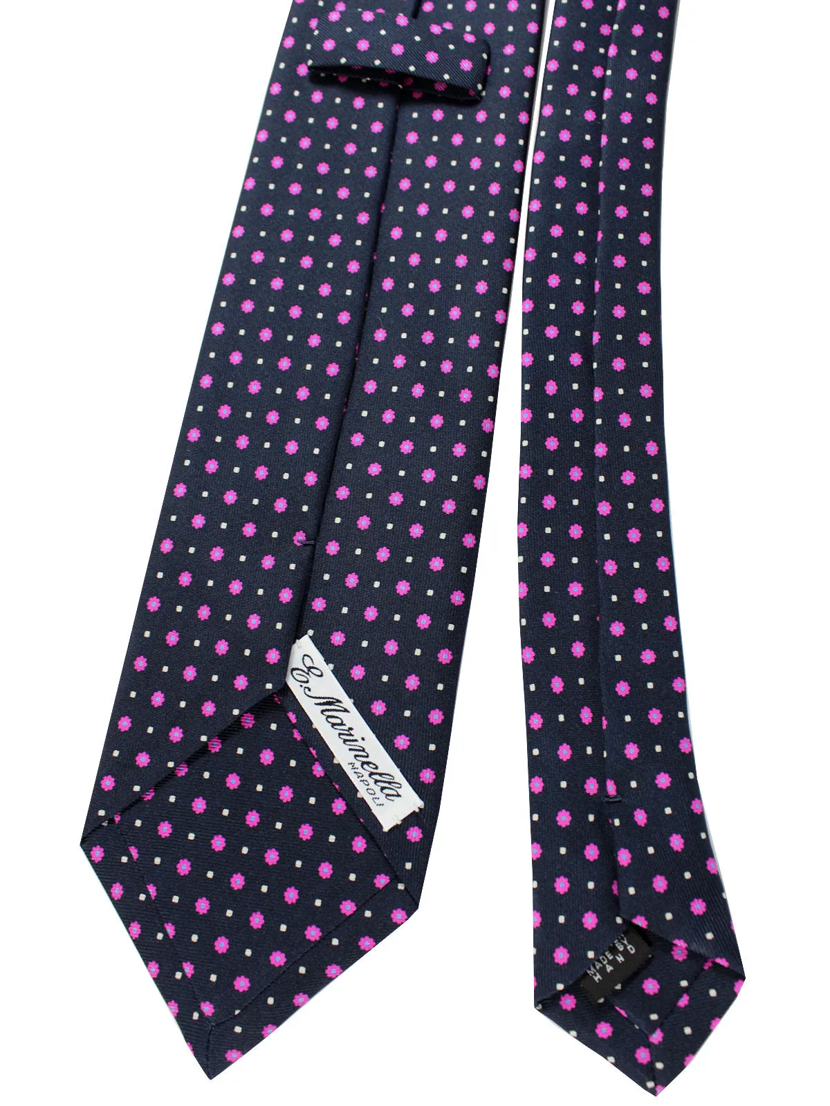 E. Marinella Tie Dark Blue Pink Geometric