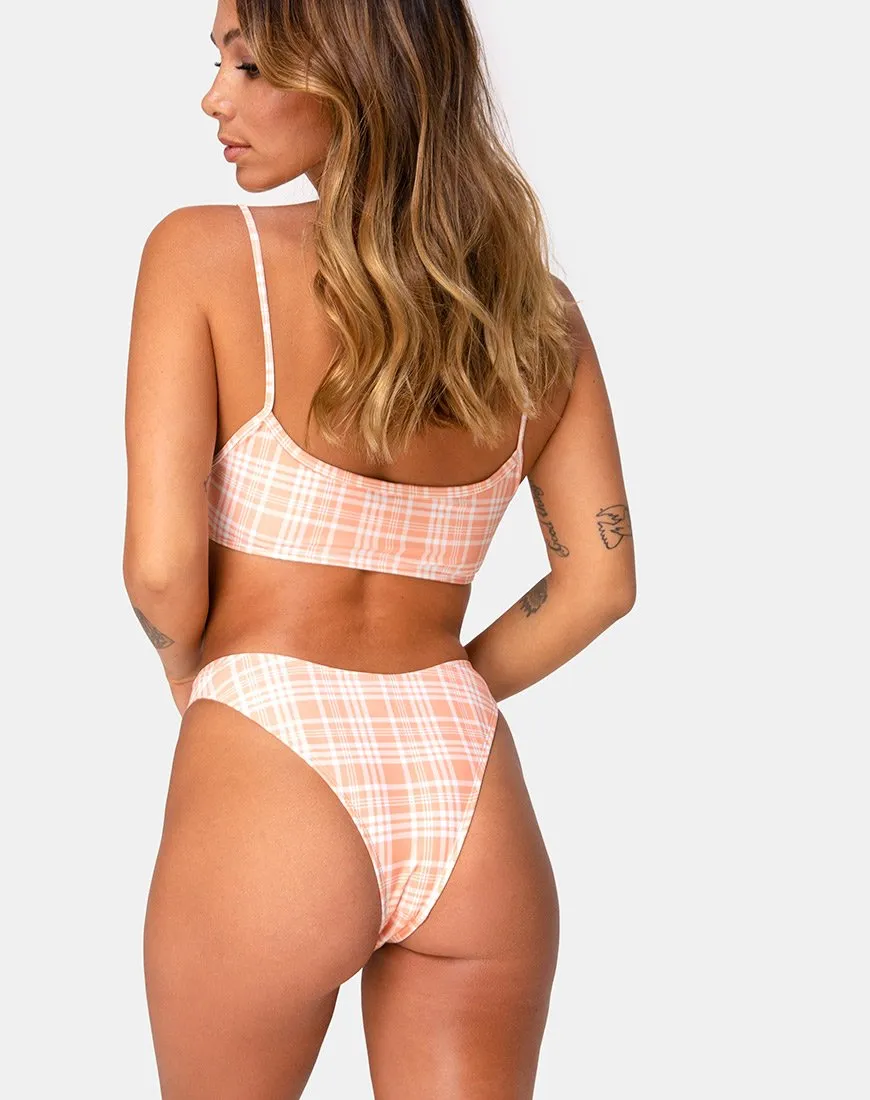 Elvina Bikini Top in Picnic Check Peach