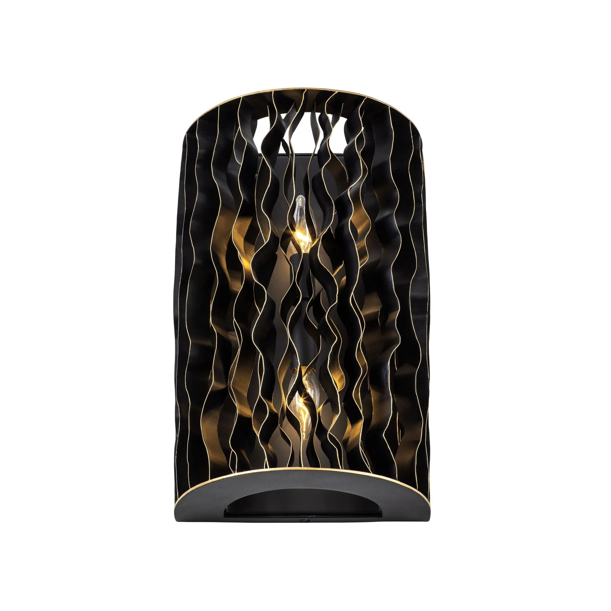 Estela 380W02MBFG 2-Light Wall Sconce - Matte Black/French Gold