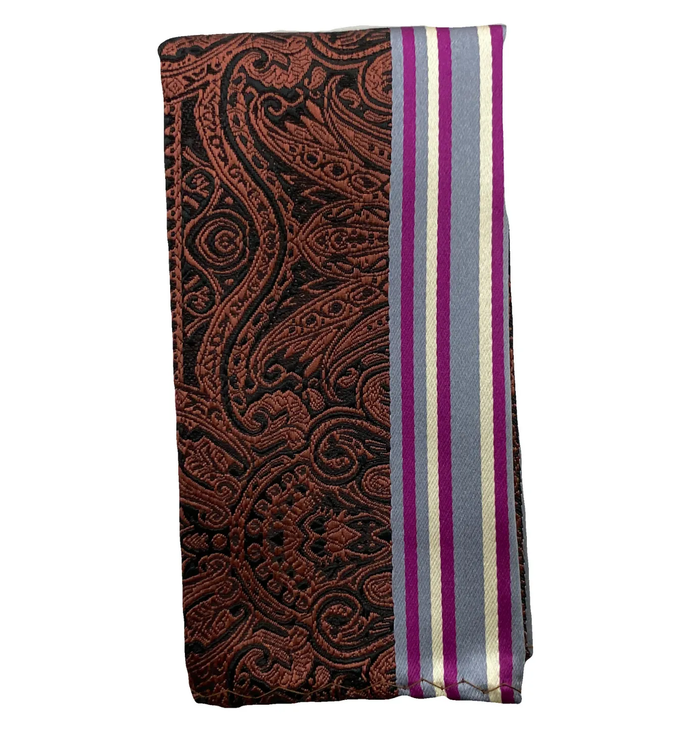 Gianfranco Tie and Handkerchief - Maroon Striped Lace T66