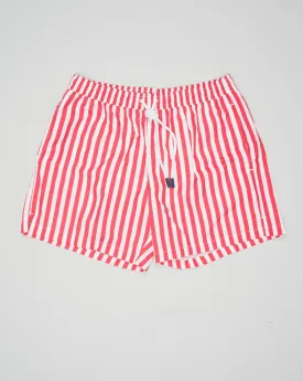 Gran Sasso Striped Swim Trunks / Red