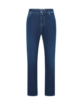 Jacob Cohen Blue Striped Badge Stretch Denim Jeans Nick Fit (Blue)