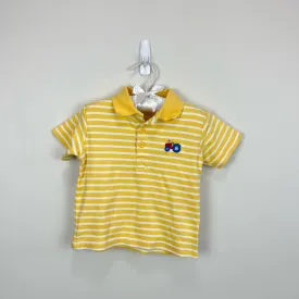 JoJo Maman Bebe Yellow Striped Tractor Polo 18-24 Months