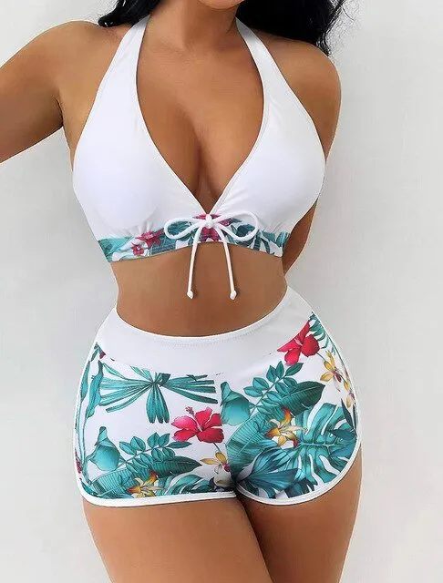 Kristiana Elegant Halter Top & Short 2-Piece Swim Set