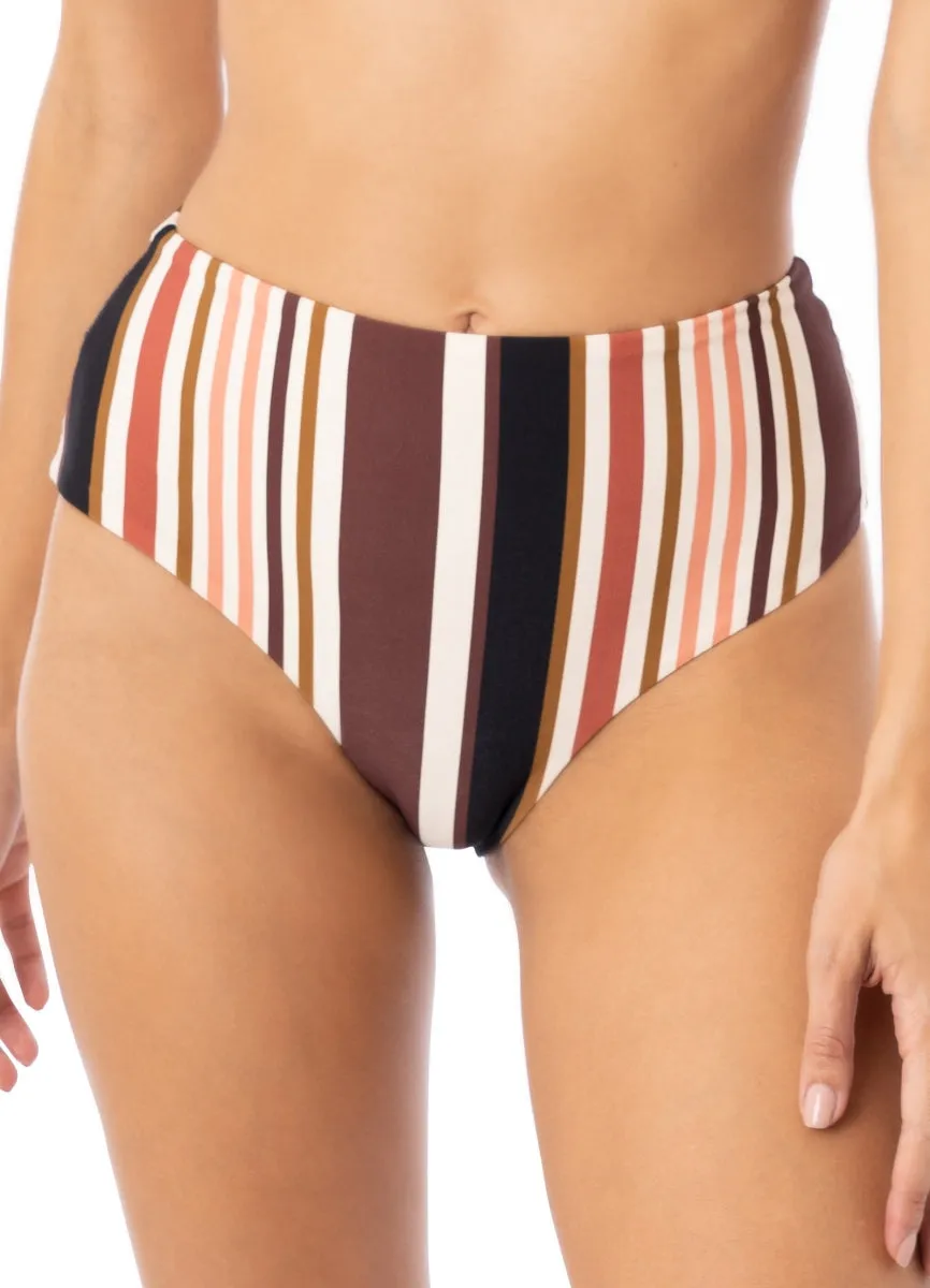 Maaji Burgundy Barcode Venus Mid Rise Bikini Bottom