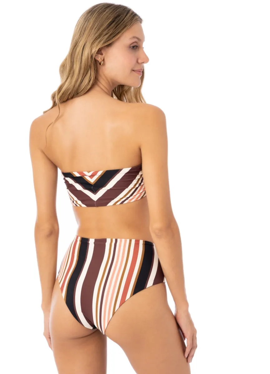 Maaji Burgundy Barcode Venus Mid Rise Bikini Bottom