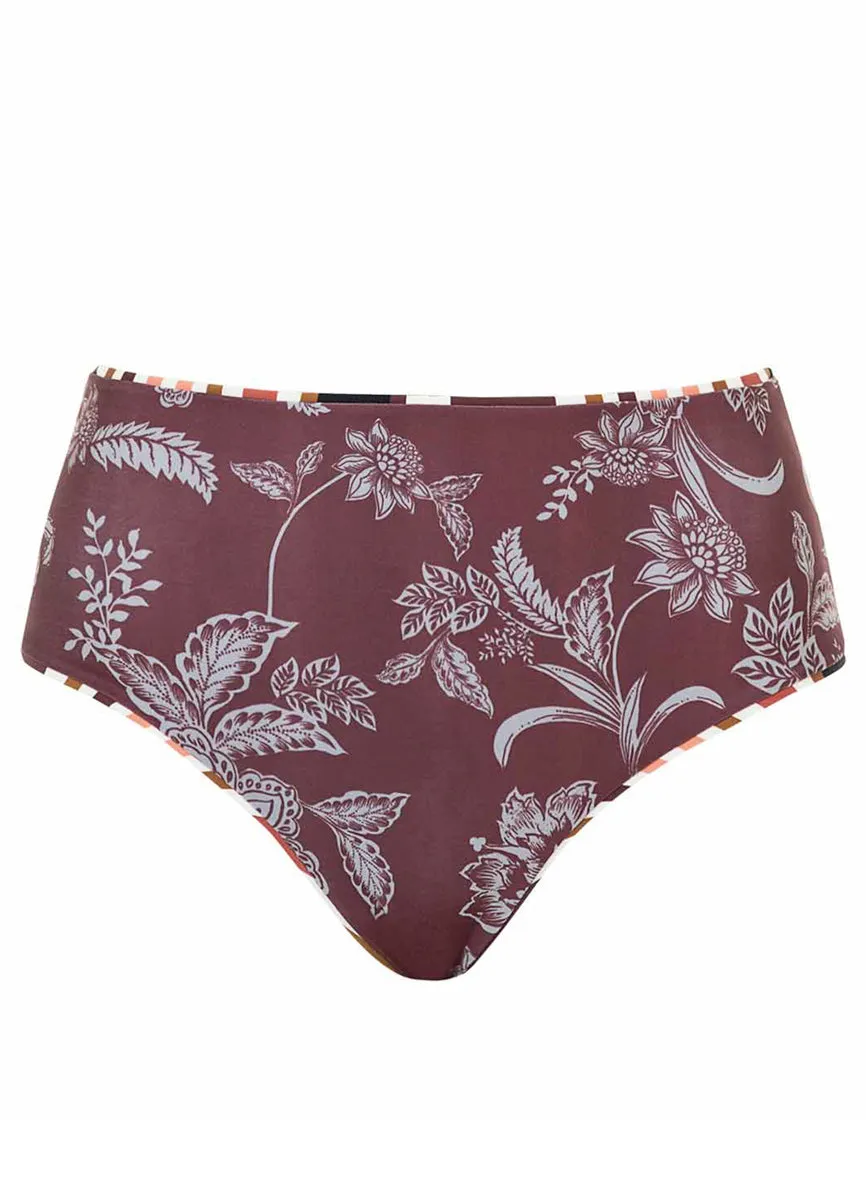 Maaji Burgundy Barcode Venus Mid Rise Bikini Bottom