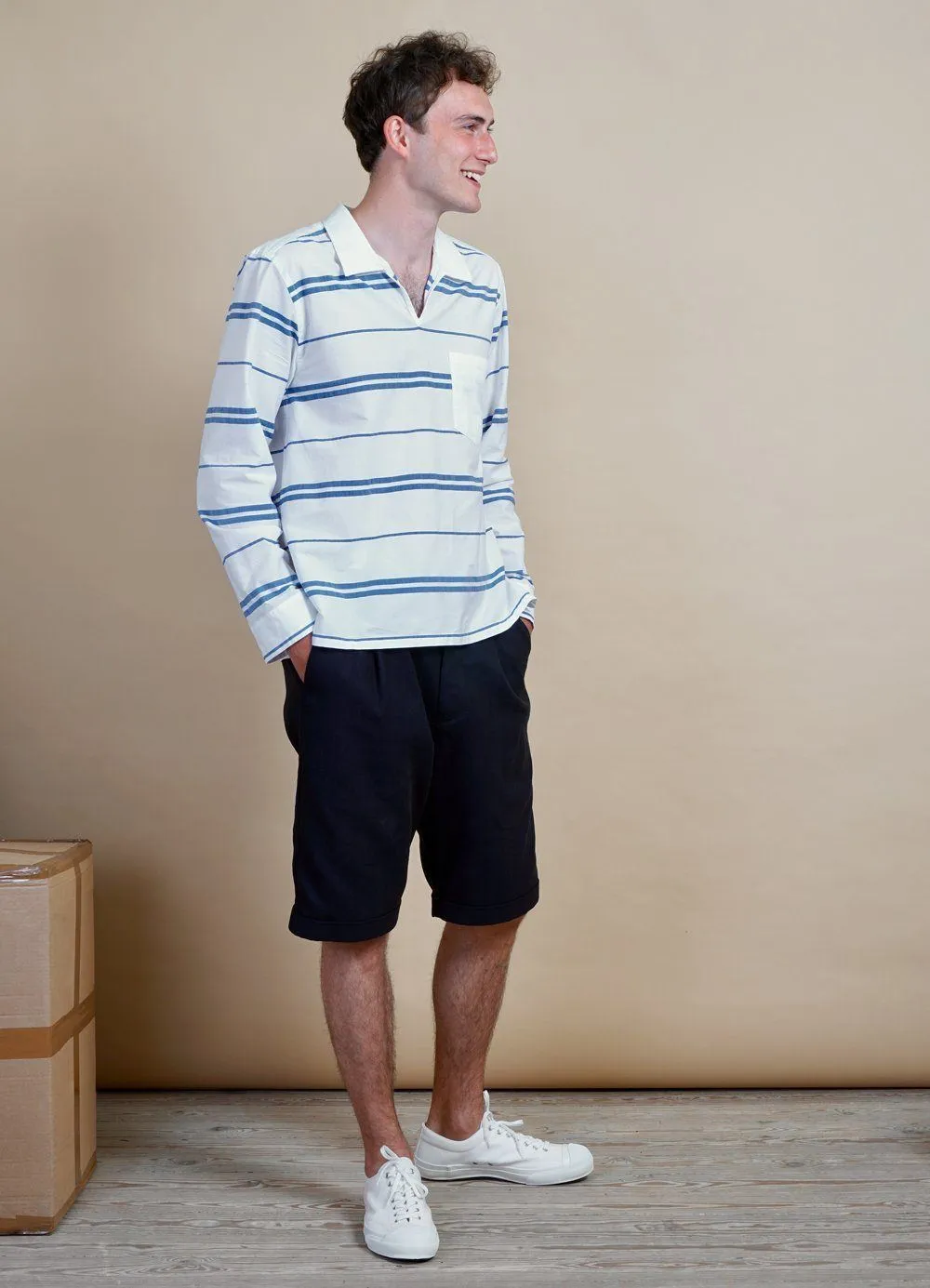 MARIUS | Casual Pull On Shirt | White Stripes