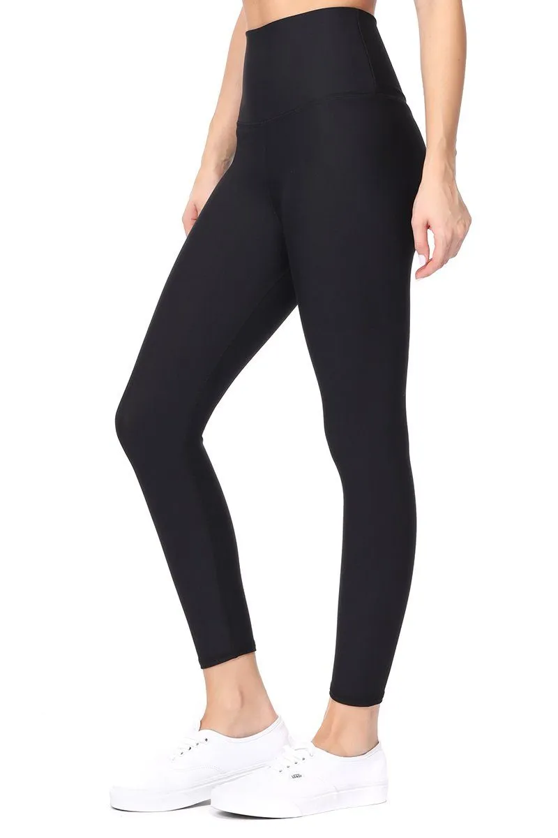 Mia - Solid Black -  7/8 Middi Compression Legging (High-Waist)