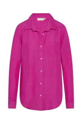 Monaco Linen Shirt - Fuchsia Berry