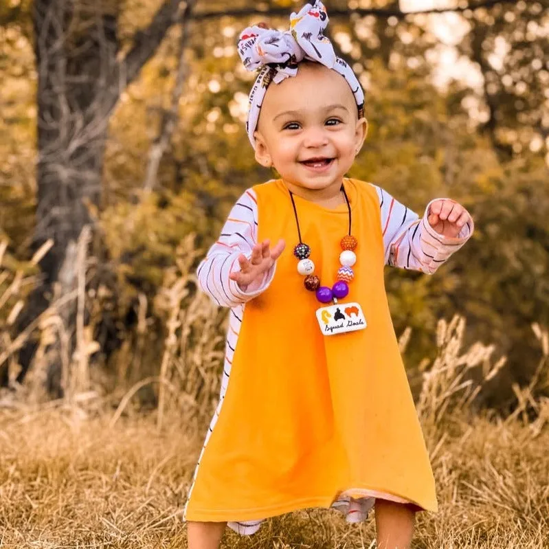 Orange with Stripes Hi-Low Dress