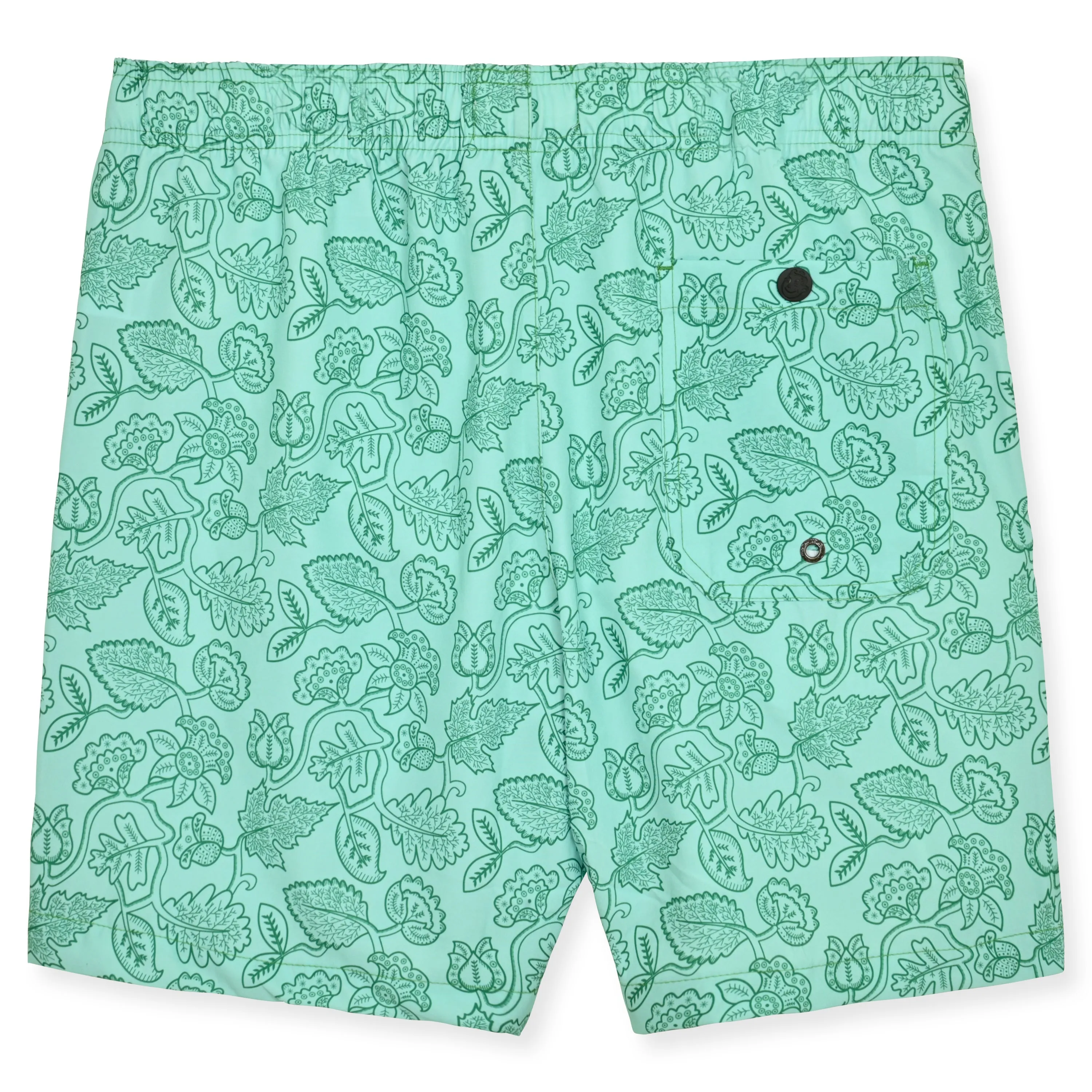 Persian Green Leafy Floral Swim Trunk