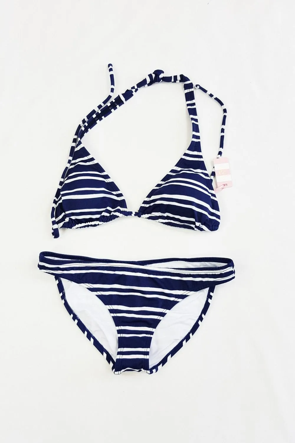 PILY Q Nautical Stripe Halter Neck Bikini (UK 10/12)