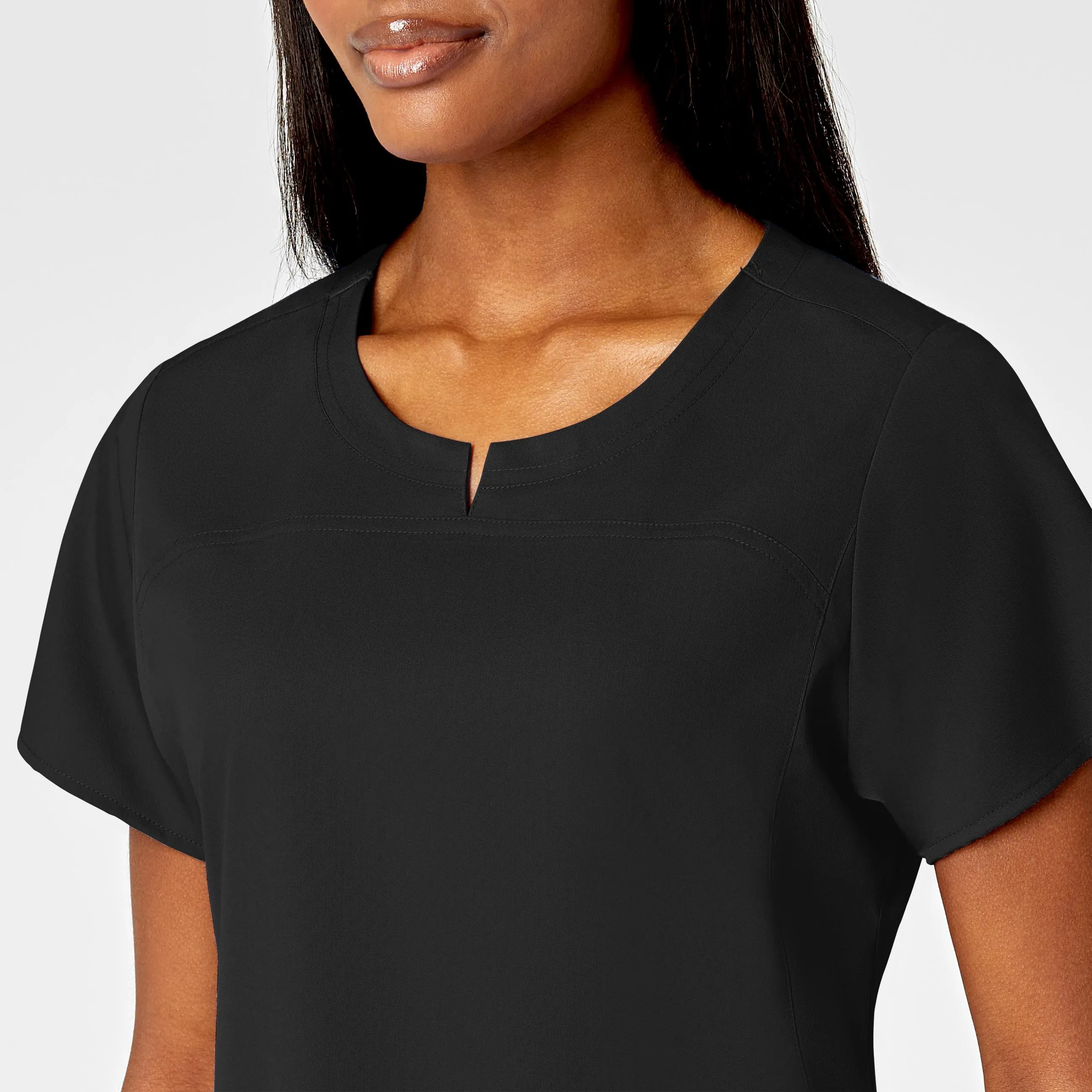 PRO Women's 4 Pocket Notch Neck Scrub Top - Black