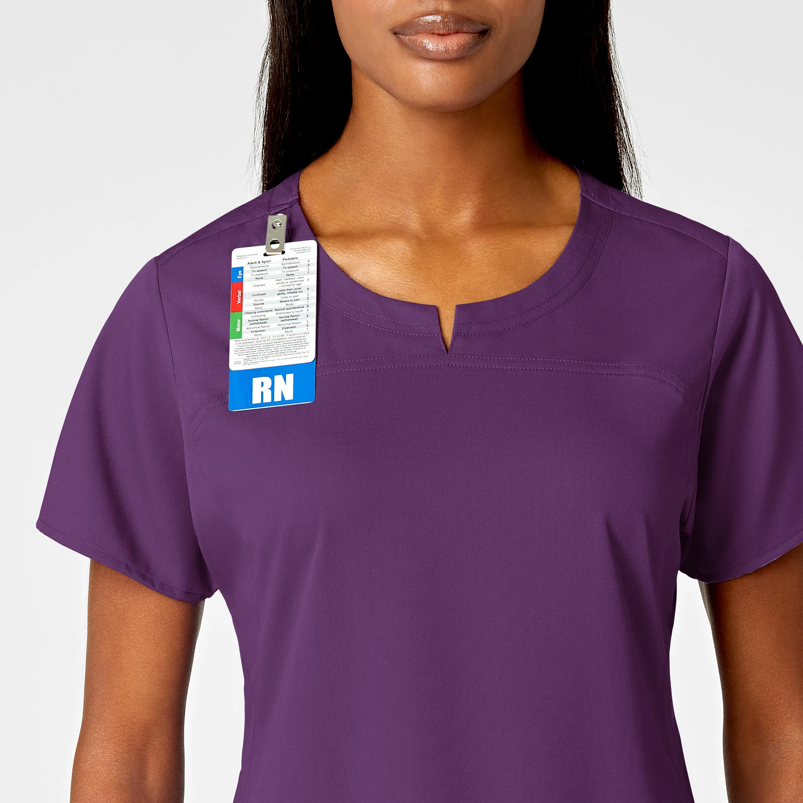 PRO Women's 4 Pocket Notch Neck Scrub Top - Eggplant