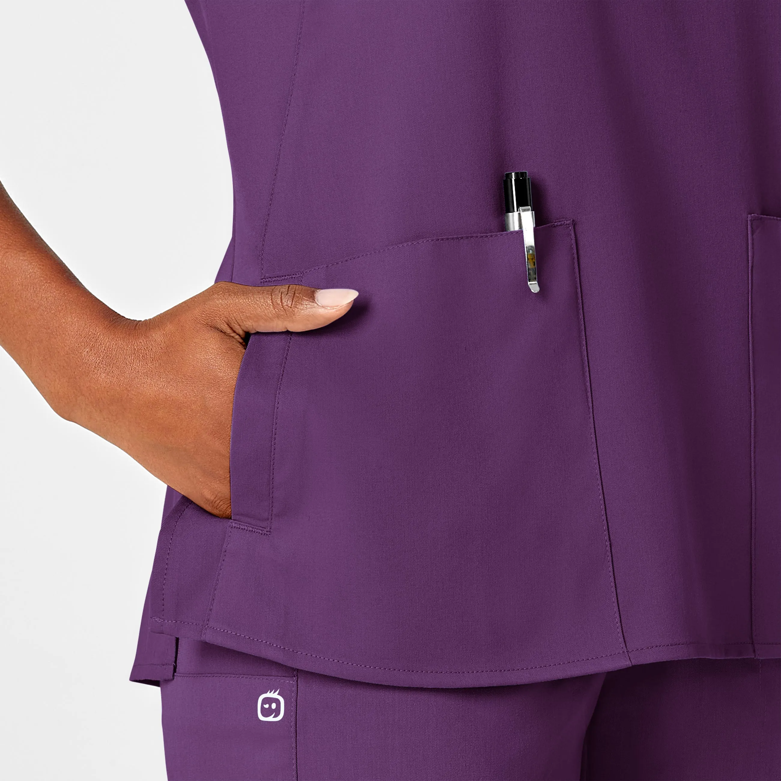 PRO Women's 4 Pocket Notch Neck Scrub Top - Eggplant