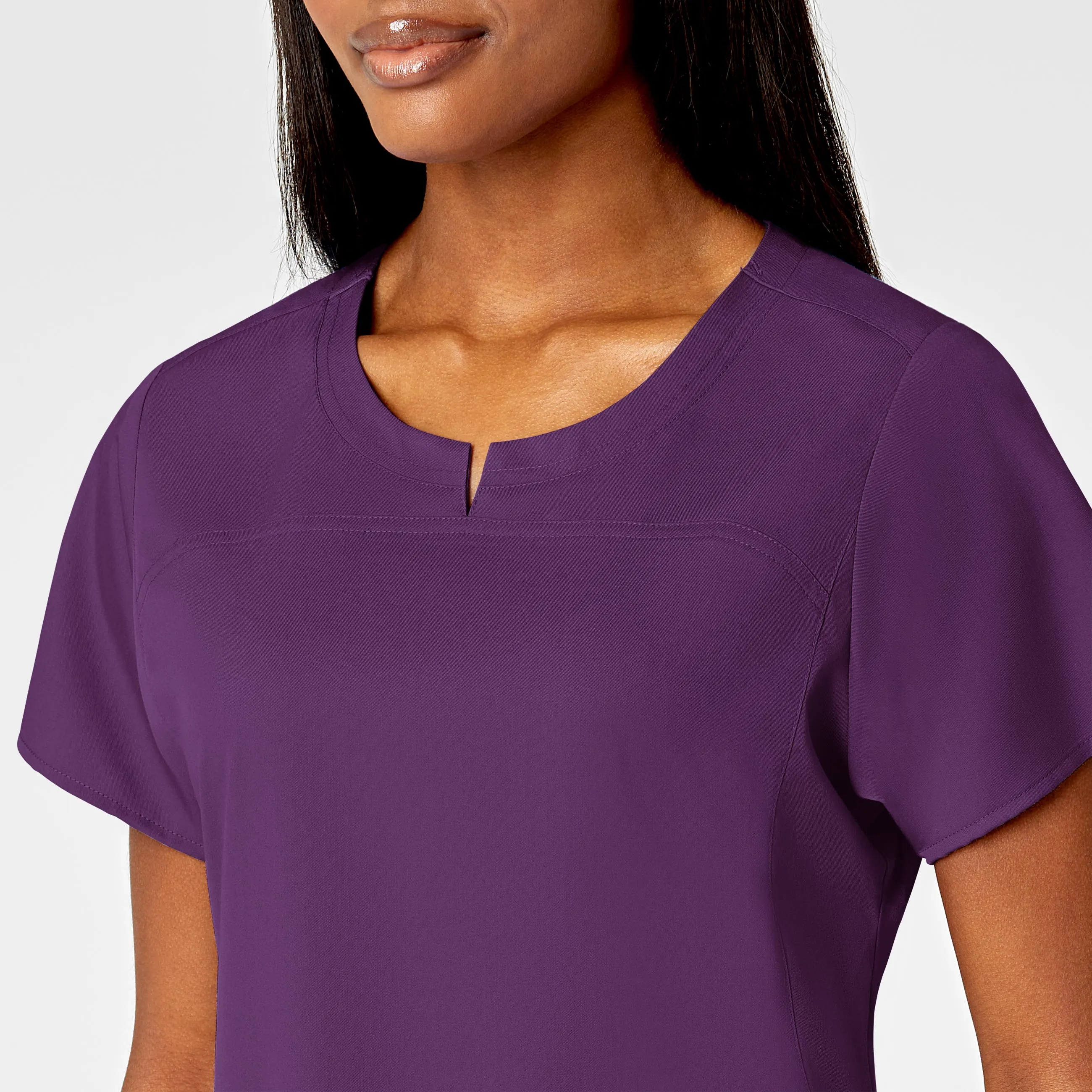 PRO Women's 4 Pocket Notch Neck Scrub Top - Eggplant