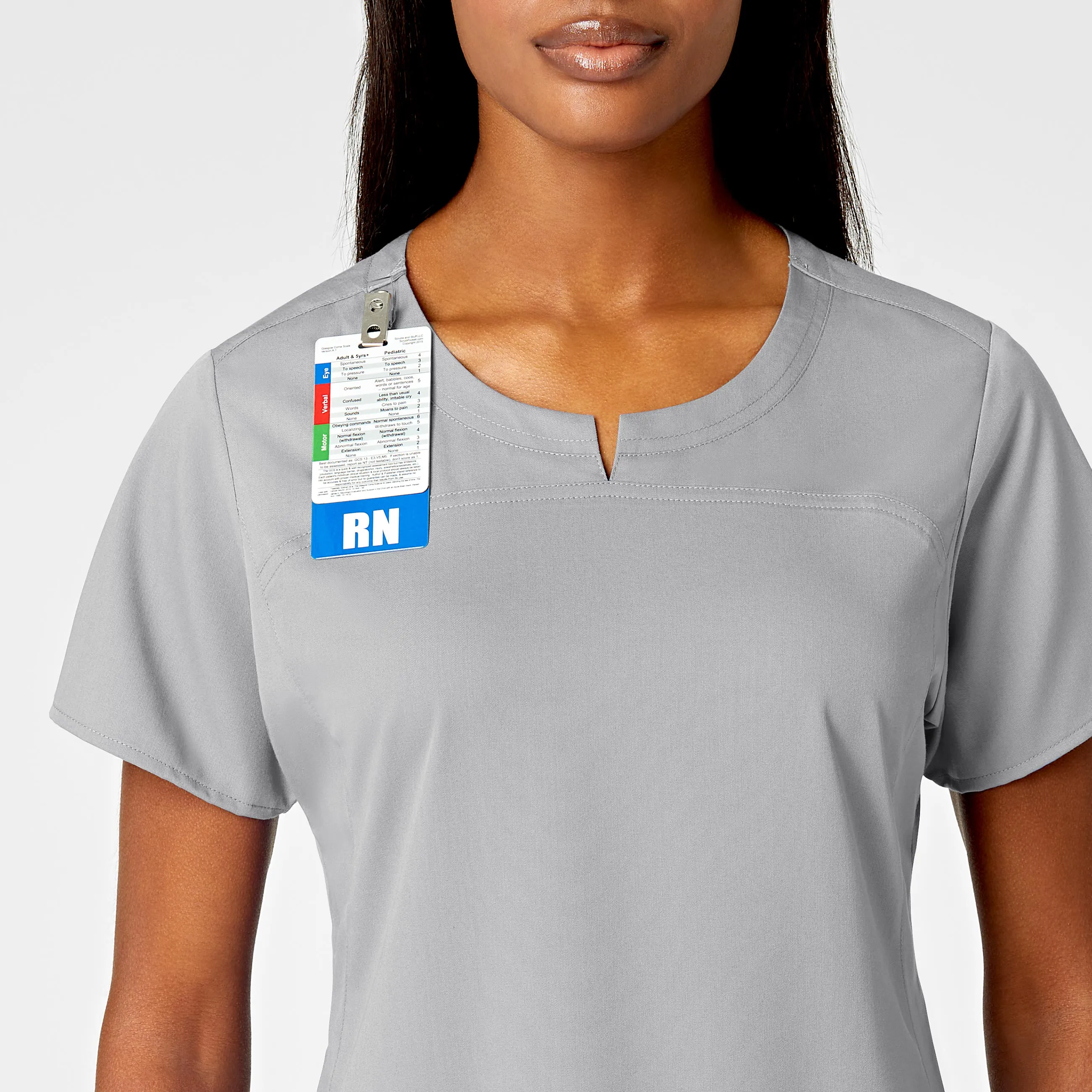 PRO Women's 4 Pocket Notch Neck Scrub Top - Grey