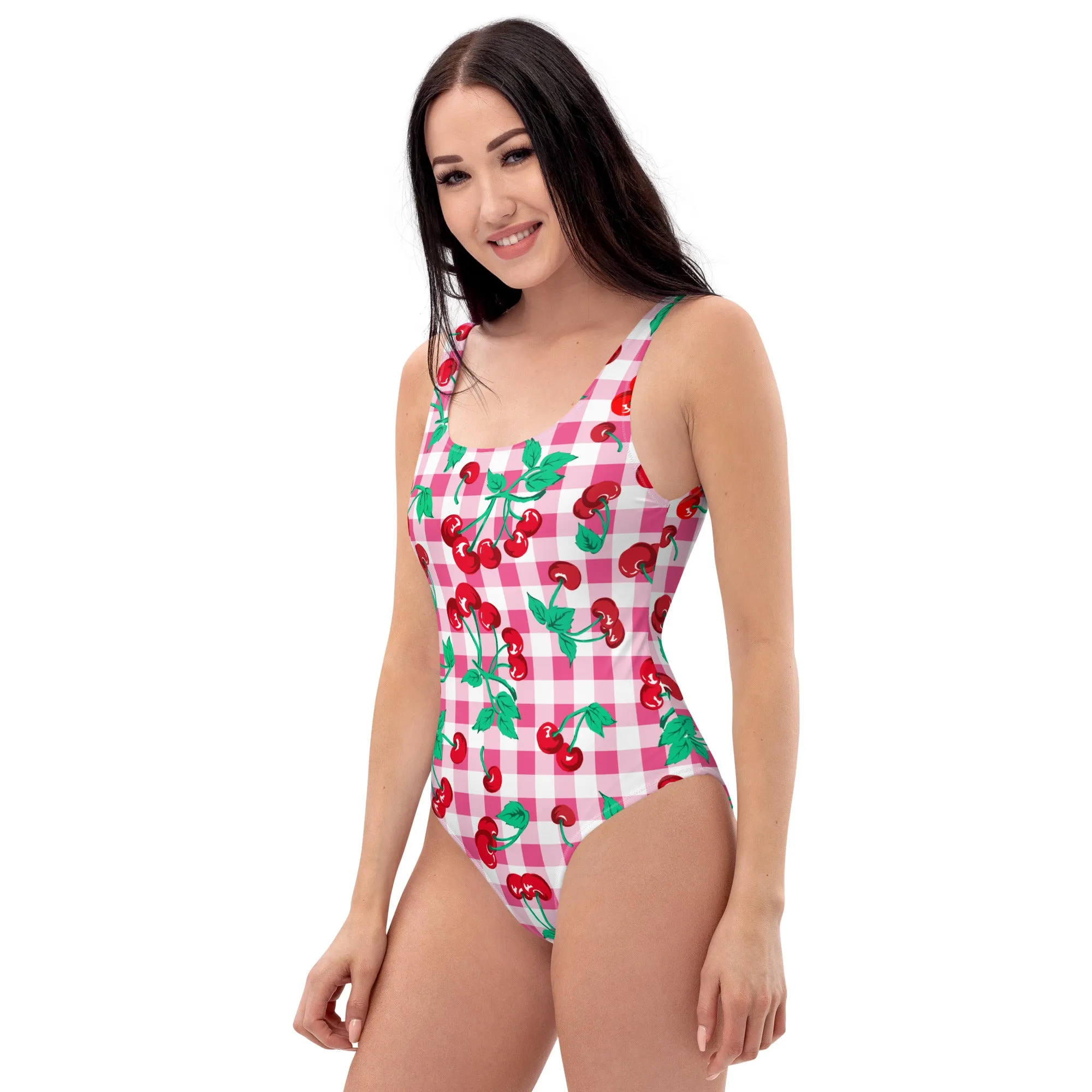 Rory Cherry Girl Pink Gingham One-Piece Swimsuit | Pinup Couture Swim