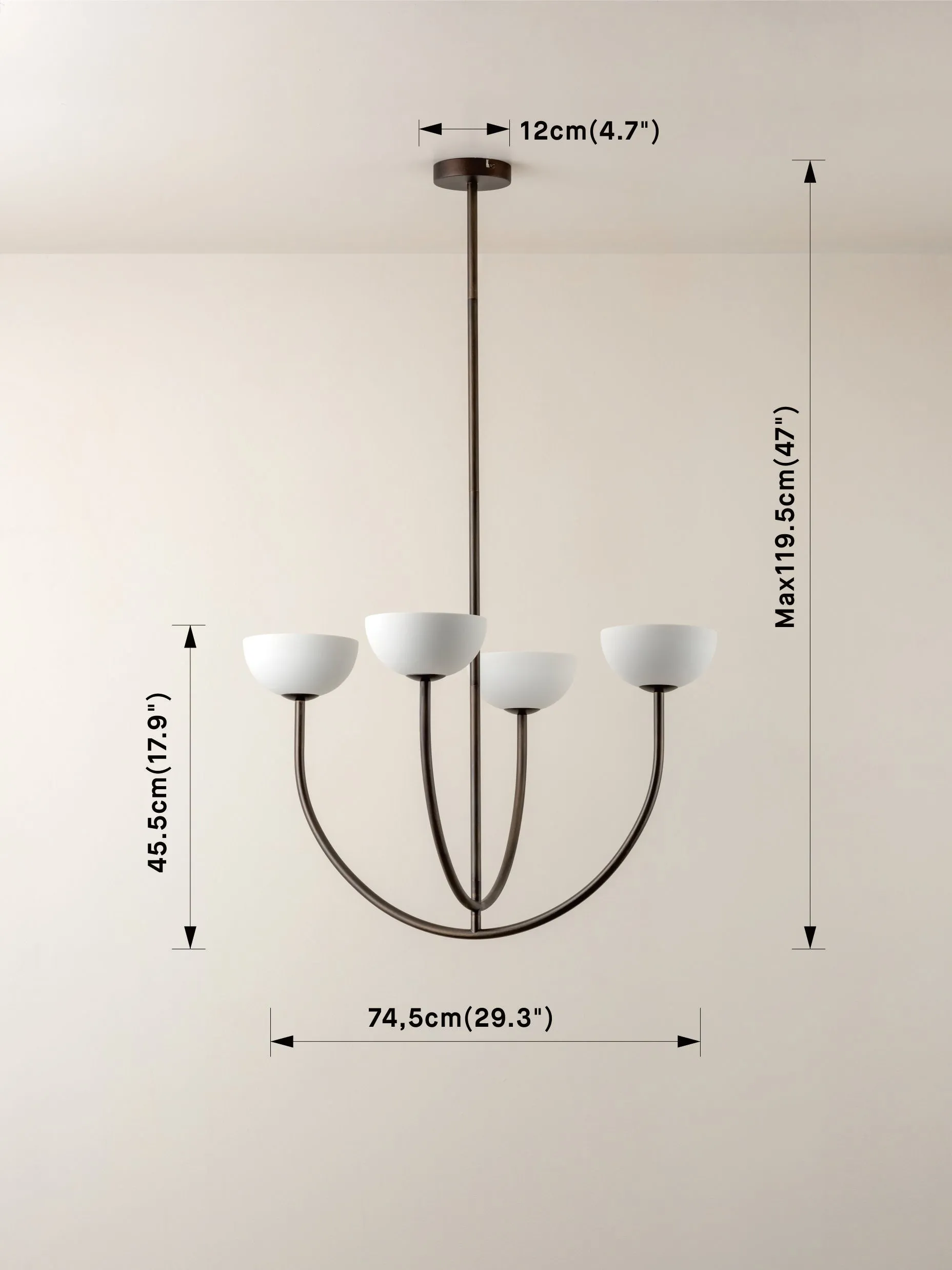 Ruzo - 4 light bronze and porcelain pendant