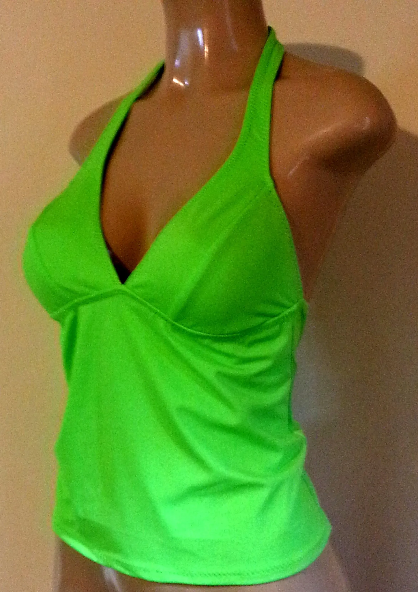 Seamed Halter Tankini Top. Women's Halter Tankini Swimsuit Tops