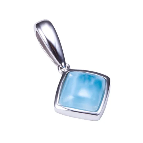 Sterling Silver Diamond Shape with Larimar Inlay Pendant (Chain Sold Separately)